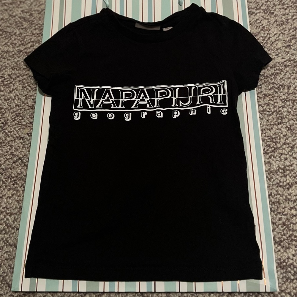 Napapijri geographic - Kids Black Graphic Logo Tee